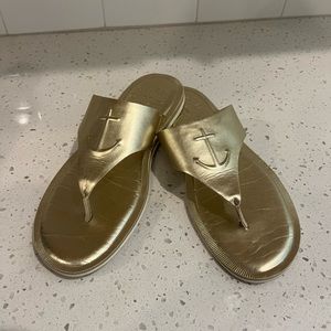 Sperry Gold Flip Flops